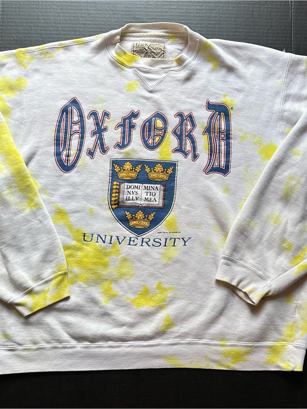 Vintage Oxford University White & Yellow Tie-Dye Crewneck Sweatshirt XL